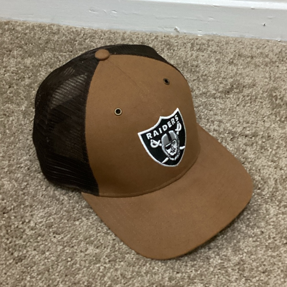 Carhartt Brown and Black Raiders Patch Mesh Trucker Hat